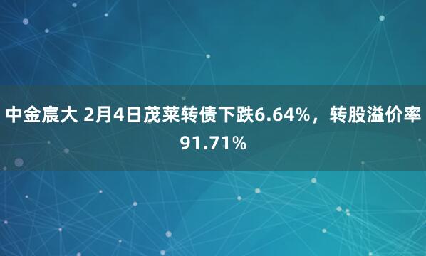中金宸大 2月4日茂莱转债下跌6.64%，转股溢价率91.71%